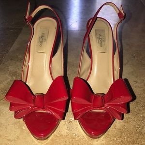 Valentino patent red bow pumps